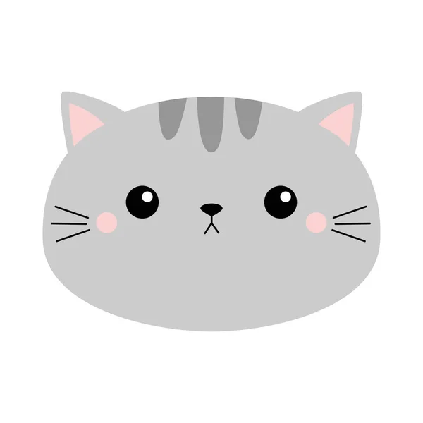 Cute Cat Icon Gray Kitten Face Head Silhouette Funny Kawaii — Stock Vector