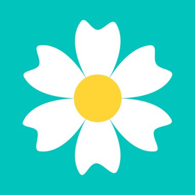 Papatya papatyası yuvarlak ikonu. Beyaz çiçek. Papatya yaprağı. Şirin bitki koleksiyonu. Büyüyen konsept. Aşk kartı. Sevgililer Günün kutlu olsun. Düz dizayn. Yeşil arkaplan izole edilmiş Vektör illüstrasyonu