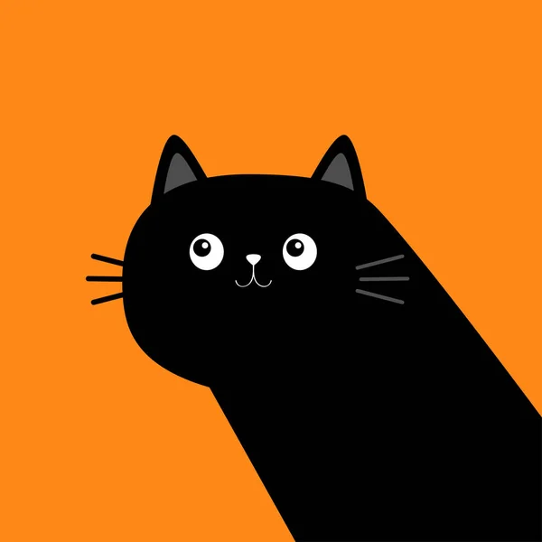 Lindo Gato Negro Gatito Cara Cabeza Cuerpo Esquina Kawaii Bebé — Vector de stock