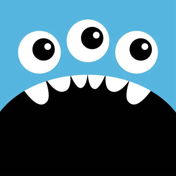Cabeça Monstro Três Olhos Dentes Presas Rato Desenhos Animados Bonitos —  Vetores de Stock