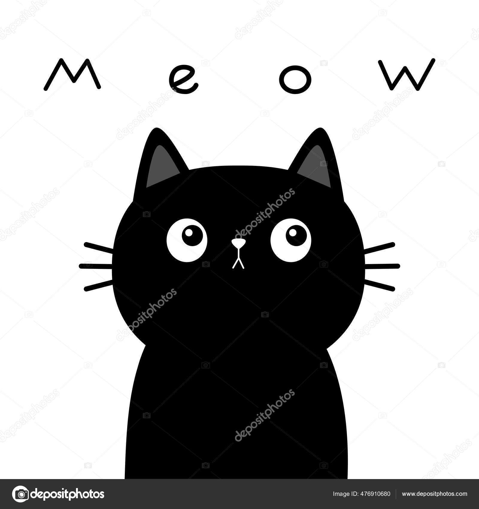 Chat Noir Chaton Visage Tete Corps Miaou Kawaii Bebe Animal Image Vectorielle Par Worldofvector C Illustration