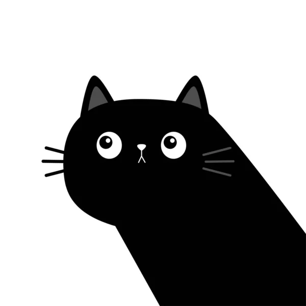 Gato Negro Cara Gato Cabeza Cuerpo Esquina Lindo Bebé Kawaii — Vector de stock