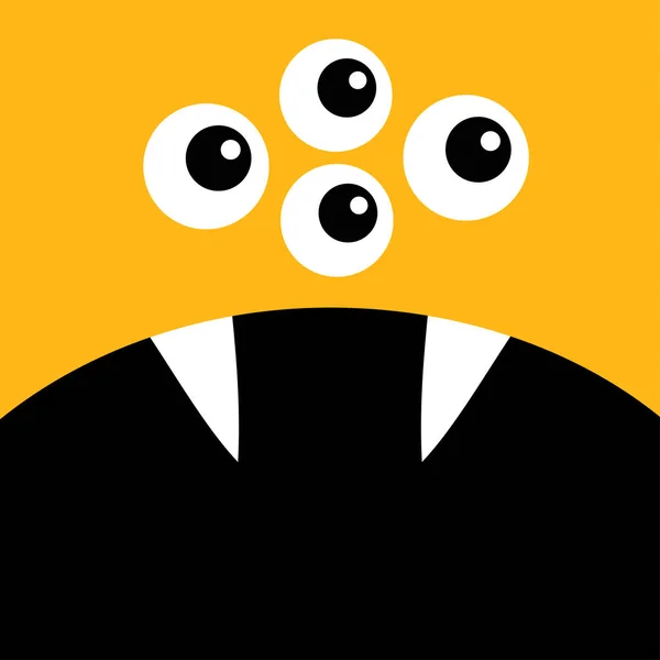 Monster Head Cute Cartoon Boo Spooky Screaming Face Emotion Four — Stock Vector