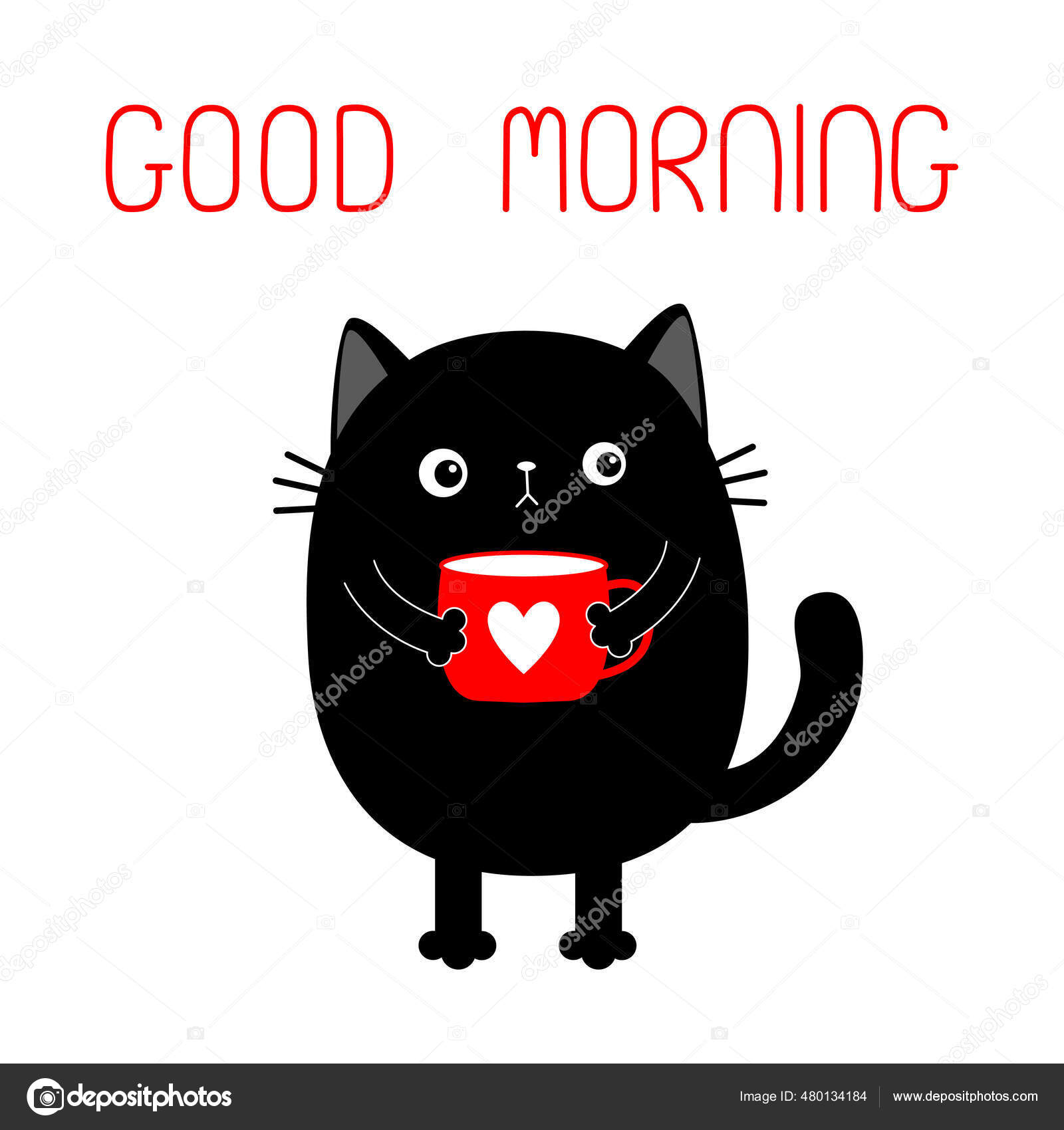 gato bonito segurando ilustração de desenho animado de coração