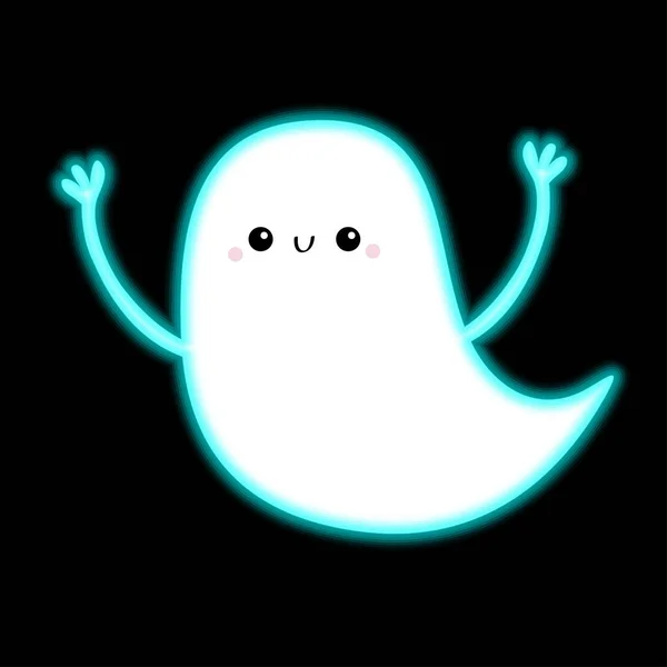 Flying Ghost Spirit Hands Scary White Glowing Ghosts Neon Blue — Stockový vektor
