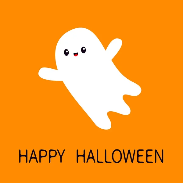 Fijne Halloween Vliegende Geest Met Handen Enge Witte Geesten Schattig — Stockvector