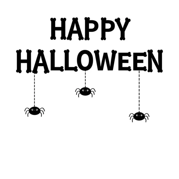 Jeu Araignée Suspendu Dash Line Web Joyeux Halloween Bones Police — Image vectorielle
