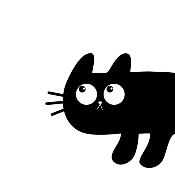 Gato Mirando Vuelta Esquina Silueta Negra Cabeza Gatito Mirando Hacia — Vector de stock