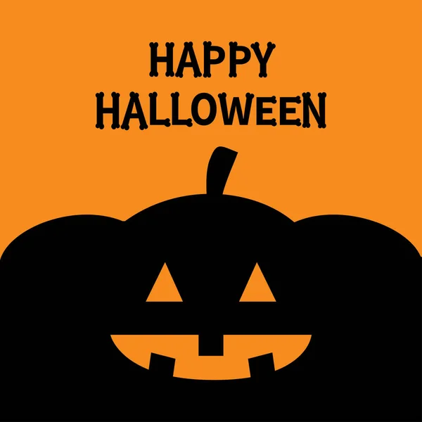 Feliz Halloween Calabaza Silueta Negra Fuente Texto Bones Tipo Letra — Vector de stock