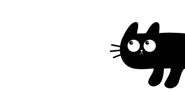 Niedliche Katze Guckt Die Ecke Kawaii Cartoon Baby Haustier Schwarzes — Stockvektor