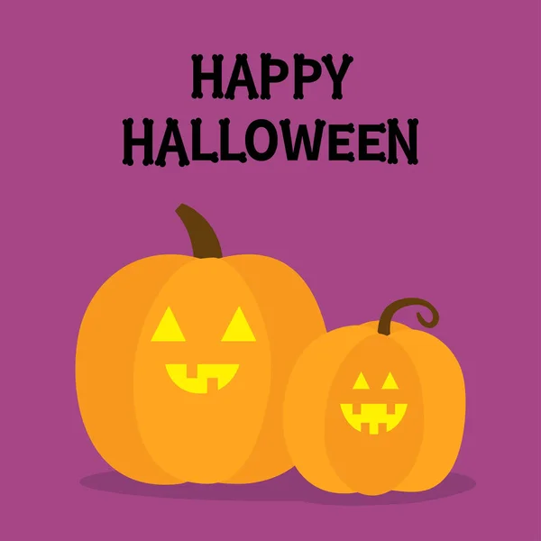 Feliz Halloween Dos Calabazas Fuente Texto Bones Tipo Letra Ósea — Archivo Imágenes Vectoriales