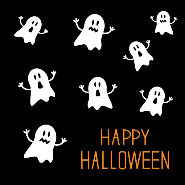 Muchos fantasmas espías. Feliz tarjeta de Halloween — Archivo Imágenes Vectoriales