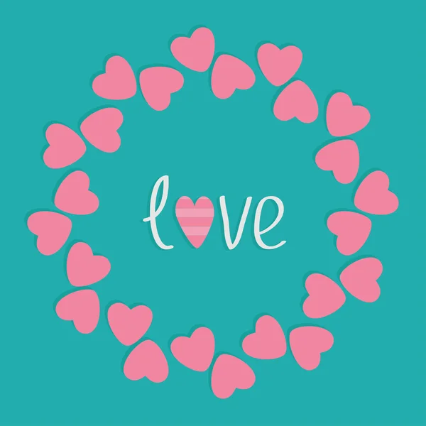 Okrągły rama miłość różowy serce — Wektor stockowy