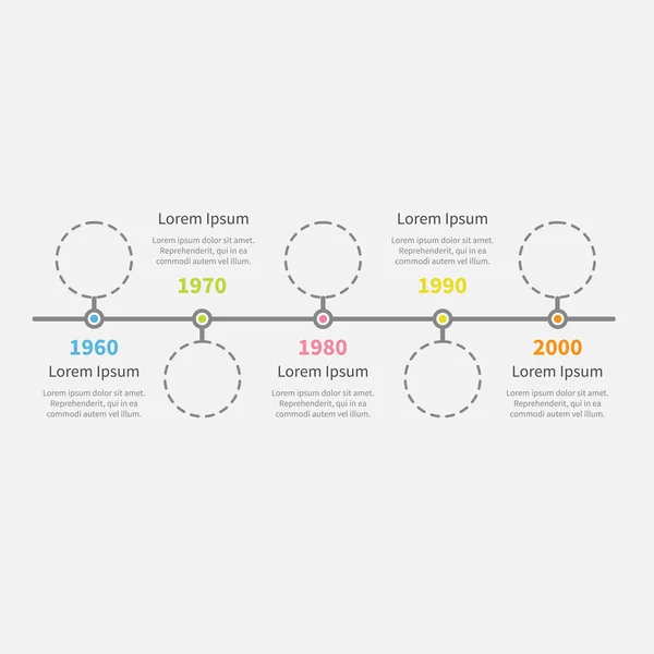 타임 라인 infographic 빈 대시 선 동그라미와 텍스트. 로열티 프리 스톡 벡터