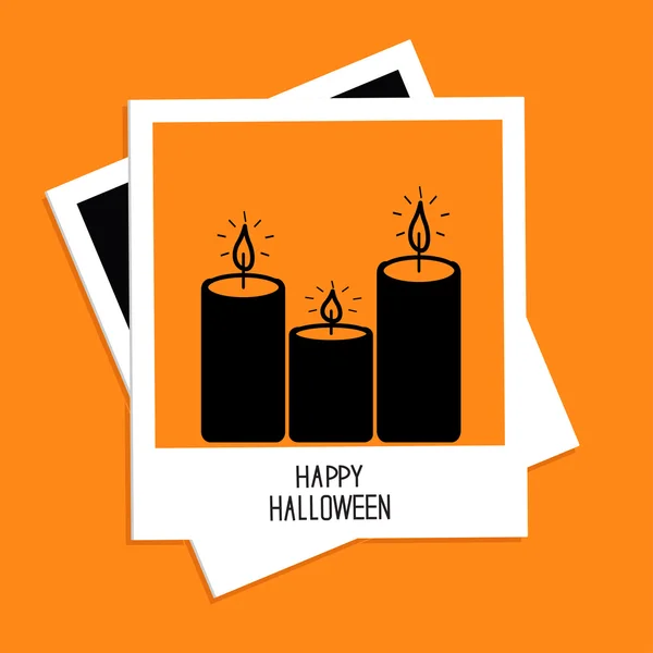 Instant photo with candle set. Happy Halloween card — Stock Vector