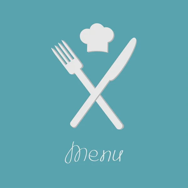 Couteau fourchette et chapeau de chef sur le dessus. Carte de menu — Image vectorielle