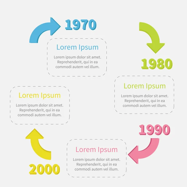 색깔된 화살표와 텍스트 타임 라인 infographic 원. — 스톡 벡터