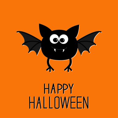 sevimli çizgi yarasa. Mutlu Cadılar Bayramı kartı.