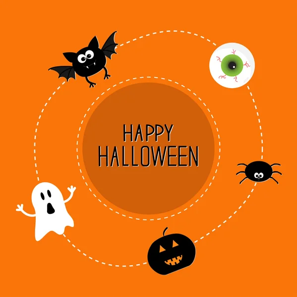 Ghost, bat, spider, eye, pumpkin. Happy Halloween set. — Stock Vector