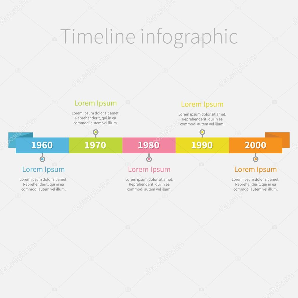 Timeline Infographic ribbon with text.