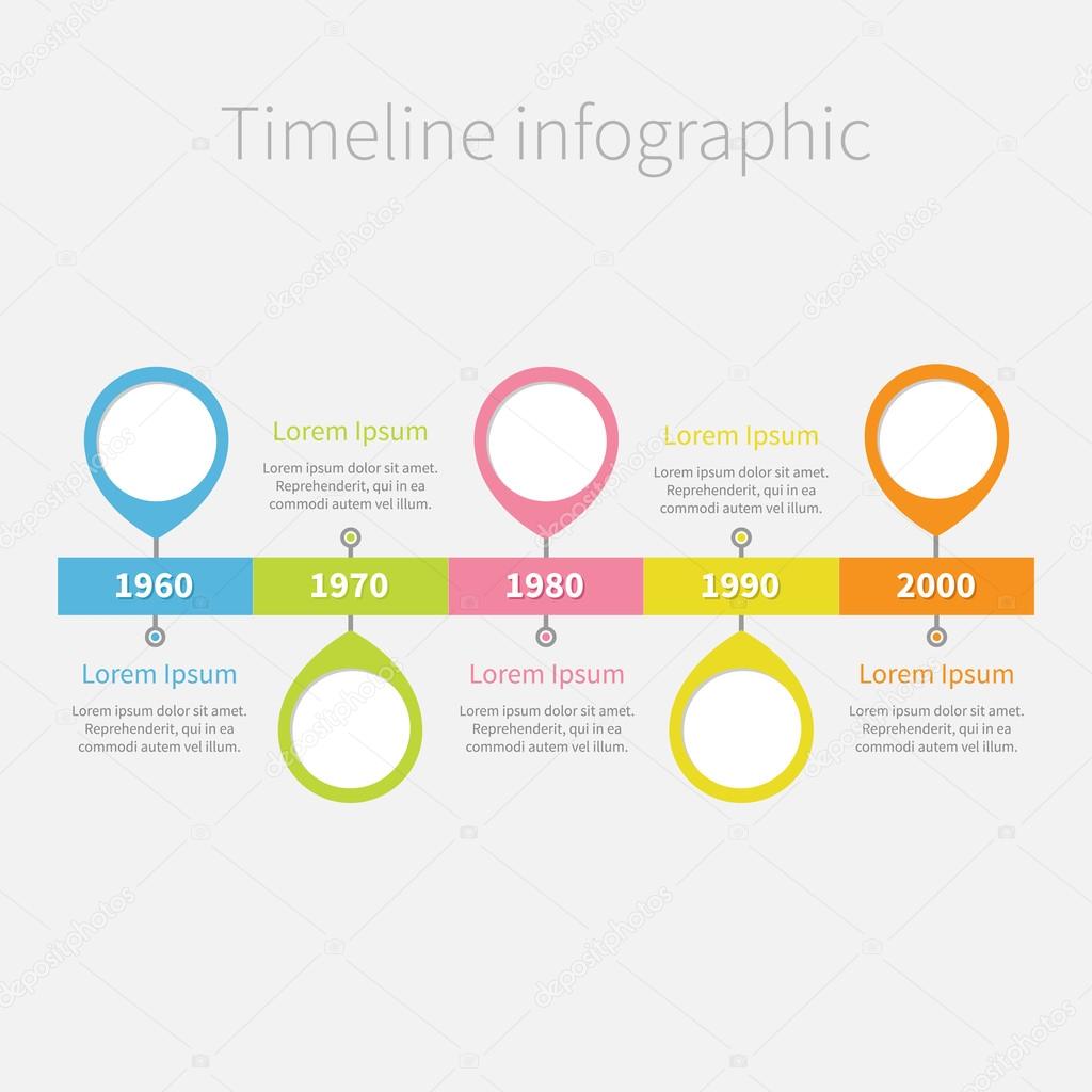 Timeline Infographic with placemarks and text.