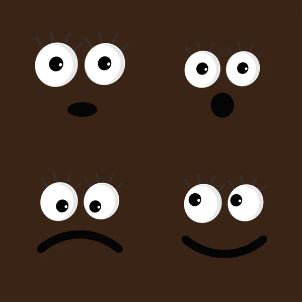 Set of cute funny face emotions in the dark. — Stock Vector