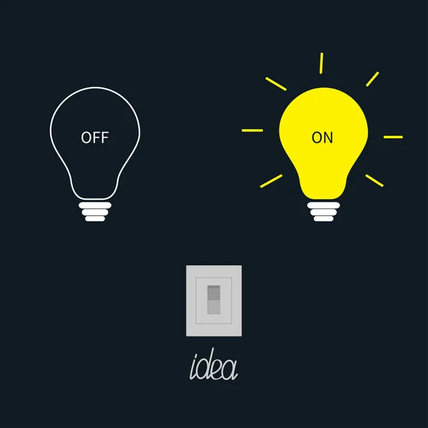 On and off light bulbs with tumbler switch. Idea concept — Stock Vector