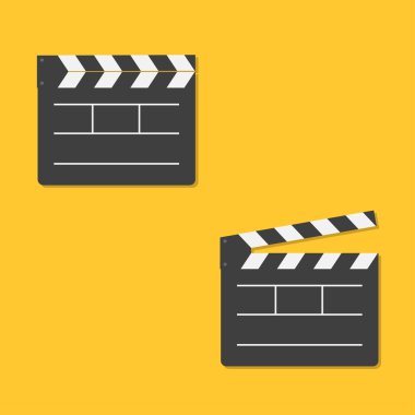 Yakın ve açık film clapper kurulu şablon simgesi.