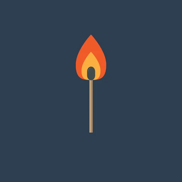 Brinnande tändsticka med orange eld ljus. — Stock vektor