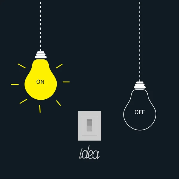 Accrocher et éteindre les ampoules avec interrupteur de culbuteur. Concept d'idée — Image vectorielle