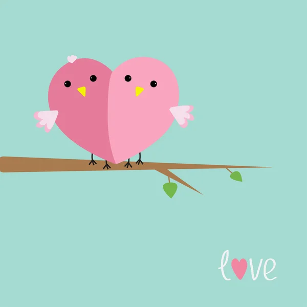 Two pink birds in shape of heart — Stock Vector