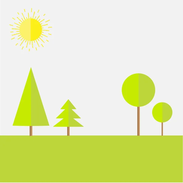 Grön rund och spruce trädet landskap set. — Stock vektor
