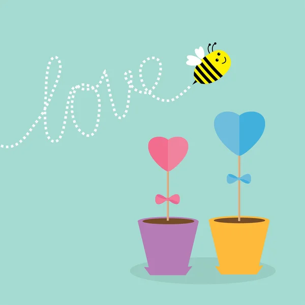 蜜蜂和心棒花 — 图库矢量图片