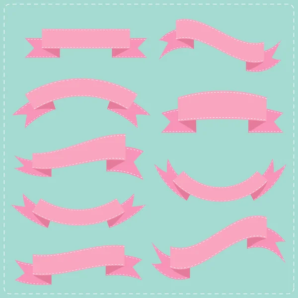 ピンクのビンテージ リボン セット — ストックベクタ