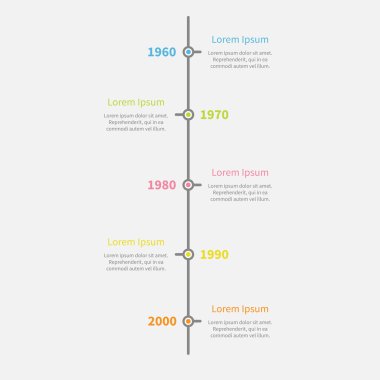 Renkli metin içeren zaman çizelgesi dikey Infographic.