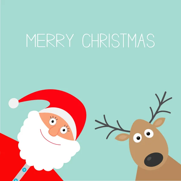 Cartone animato Babbo Natale e cervi . — Vettoriale Stock