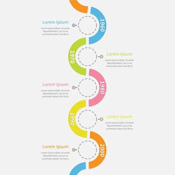 Cronologia verticale Infografica — Vettoriale Stock