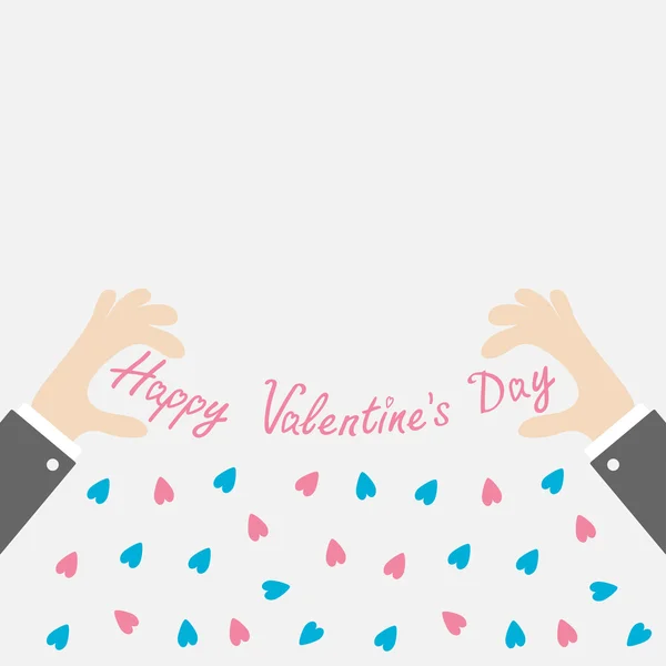 Hände halten fröhlichen Valentinstag Text — Stockvektor