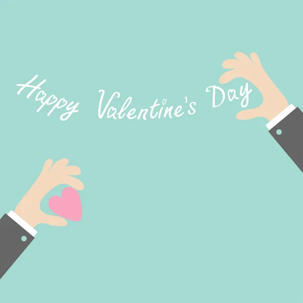 Hands holding Happy Valentines day text — Stock Vector