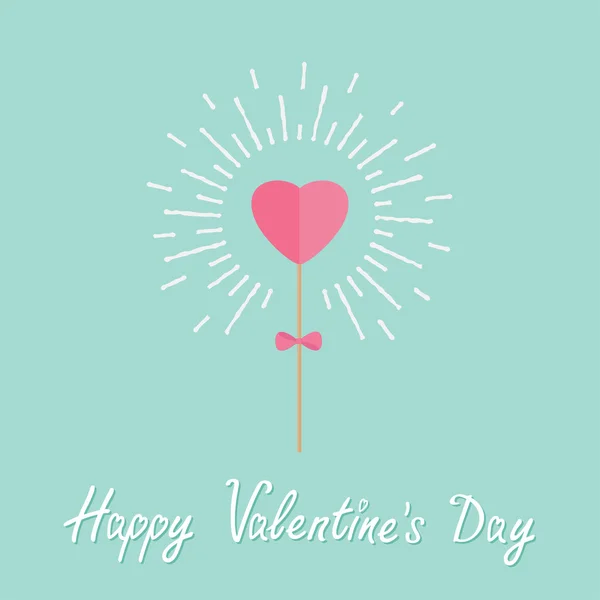 Valentine's day  heart on stick with bow — Stock Vector