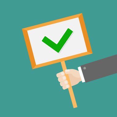 Onay işareti ile boş tutan işadamı