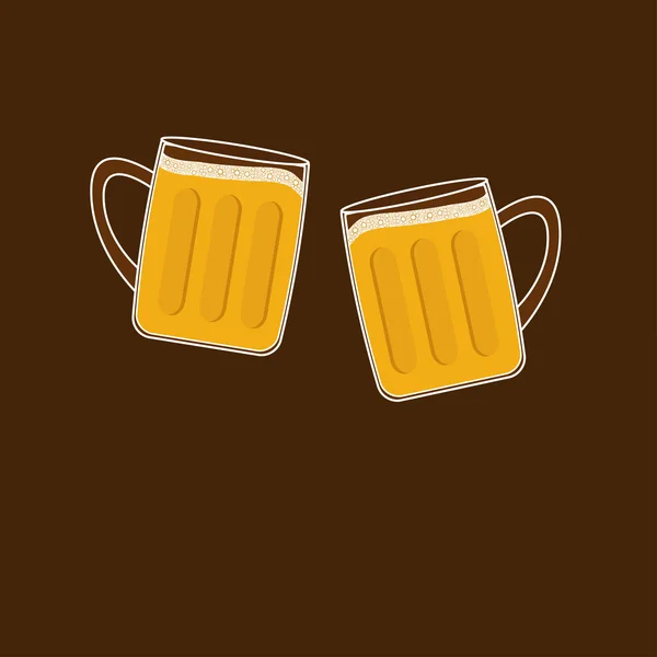 Two beer glasses with foam — Stock Vector