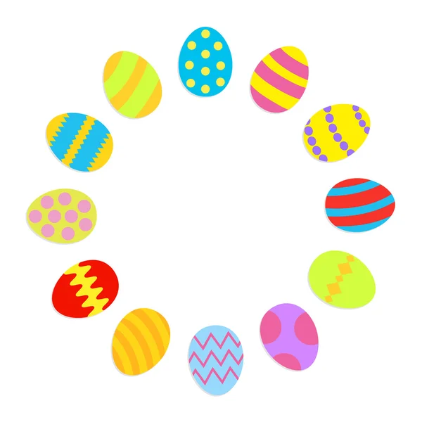 Round frame with colored Easter eggs — Stock Vector