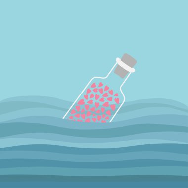 Şişe içinde kalbimizde deniz suyu ile