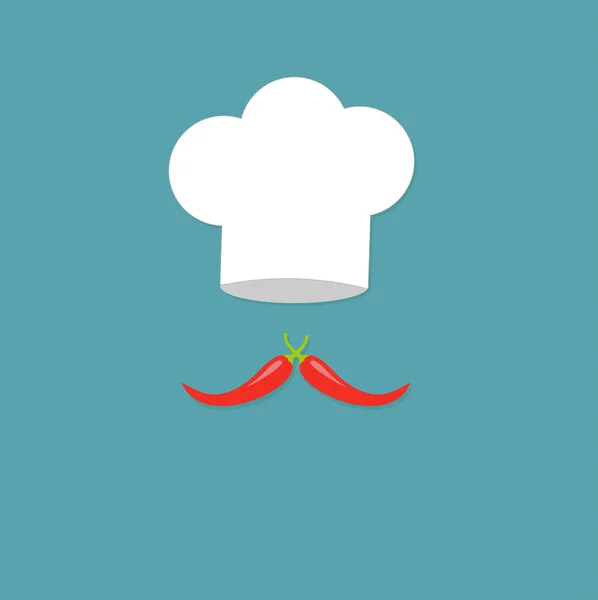Chapéu de chef e bigode de pimenta quente . — Vetor de Stock