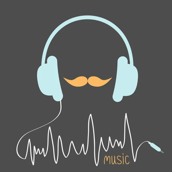 Auriculares con cable y bigotes — Vector de stock