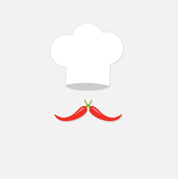 Chapéu de chef e bigode de pimenta quente —  Vetores de Stock
