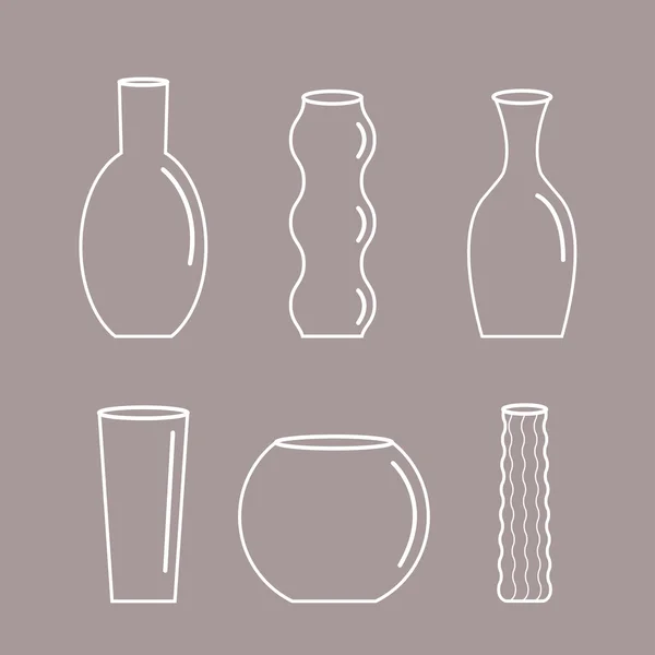 Vase outline icon set — Stock Vector