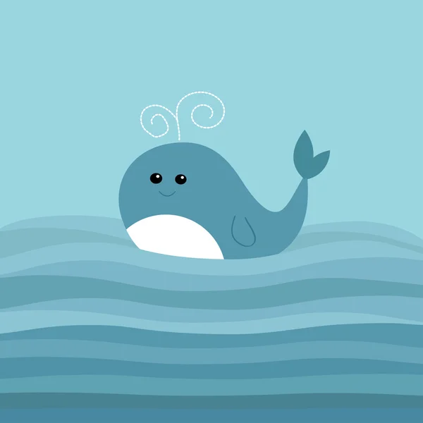 卡通鲸鱼在海洋中 — 图库矢量图片