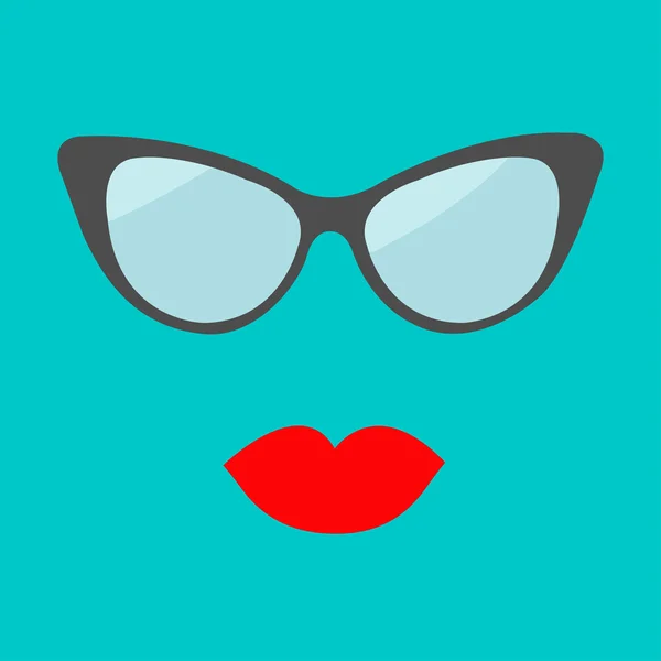 Frauenbrille und rote Lippen — Stockvektor